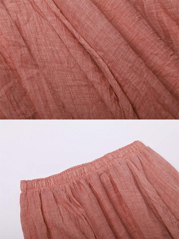 OCHENTA Women's Casual Cotton Long Maxi Skirt Flowy Boho for Summer Beach Goth Fairy Renaissance Weekend Skirts Rust Red 85CM - Image 5